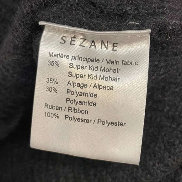 EUC Sezane Cooper Bow Front Mohair Wool Sweater Black Medium - Picture 6 of 7